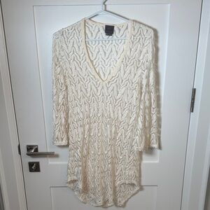 Cream V-Neck Knit Cover-Up